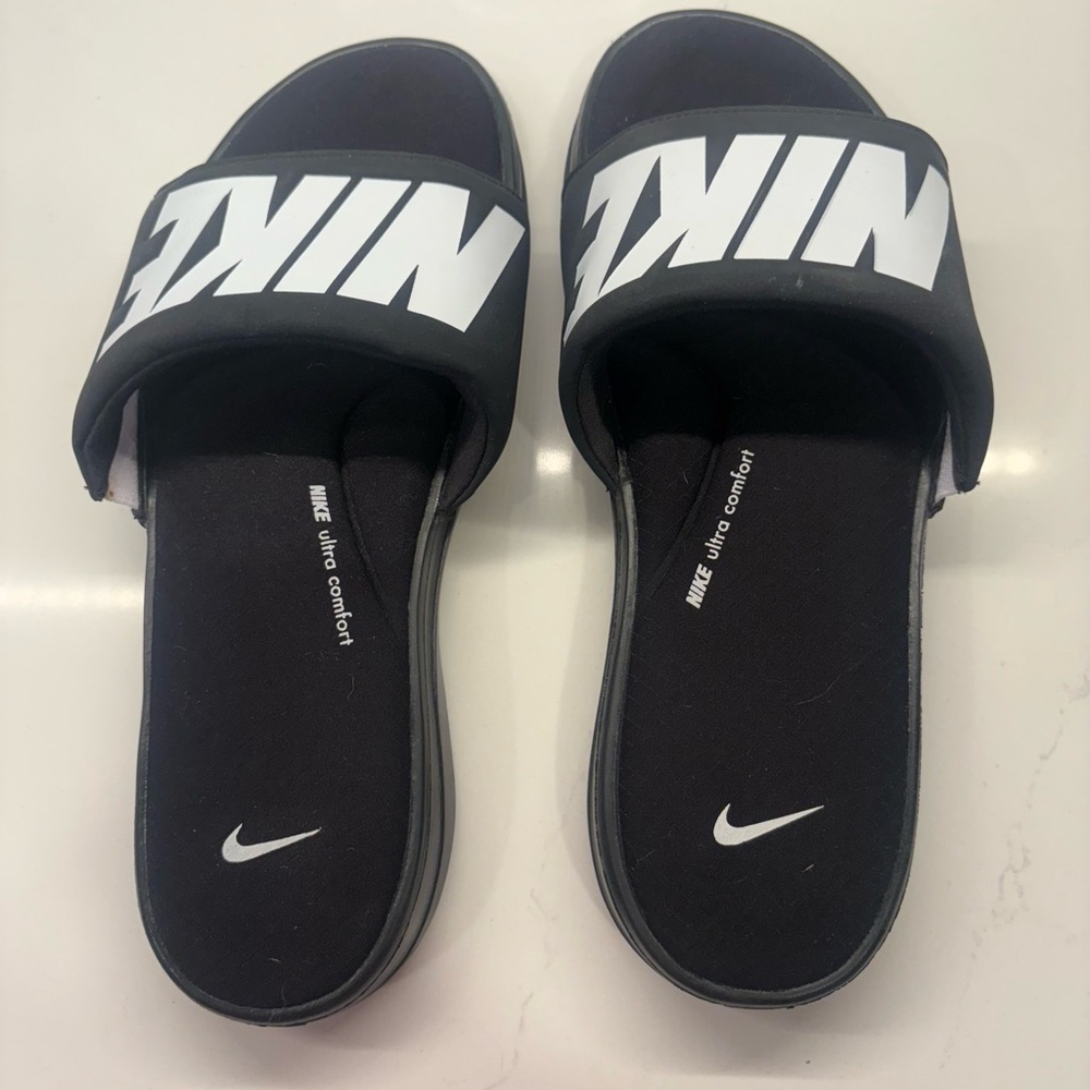 Nike Black and White Comfort Slides